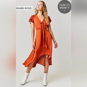 NWT Francesca's Blue Rain Courtney Tie Front Midi Dress